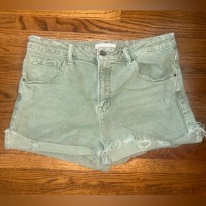 Olive Green Denim Women's Shorts